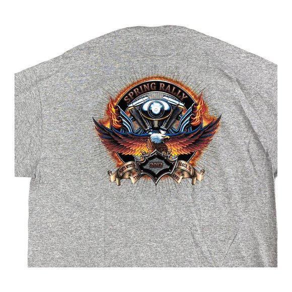Spring Bike Rally 2012 Gray T-Shirt 2XL N. Myrtle Beach SC Motorcycle Eagle NWOT - Picture 1 of 6